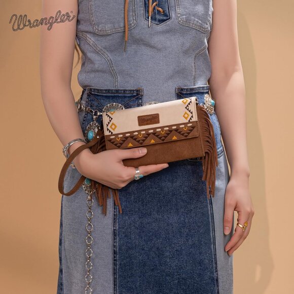 X Wrangler Western Wallet for Women RFID Blocking Wristlet Wallets with Aztec Em - Picture 2 of 8